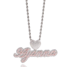 Load image into Gallery viewer, Cuban "Heart"  Mini Custom Tennis Necklace