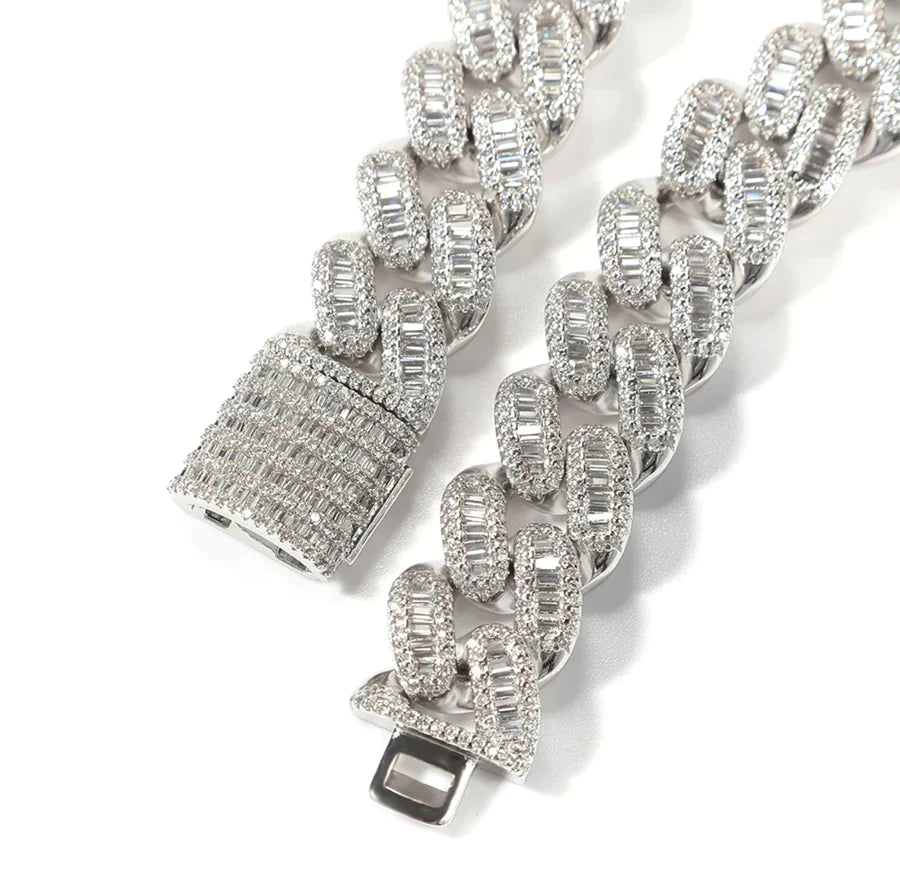 15mm Baguette Silver Necklace